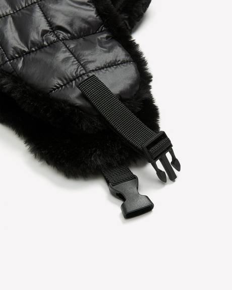 Black Quilted Nylon Trapper Hat