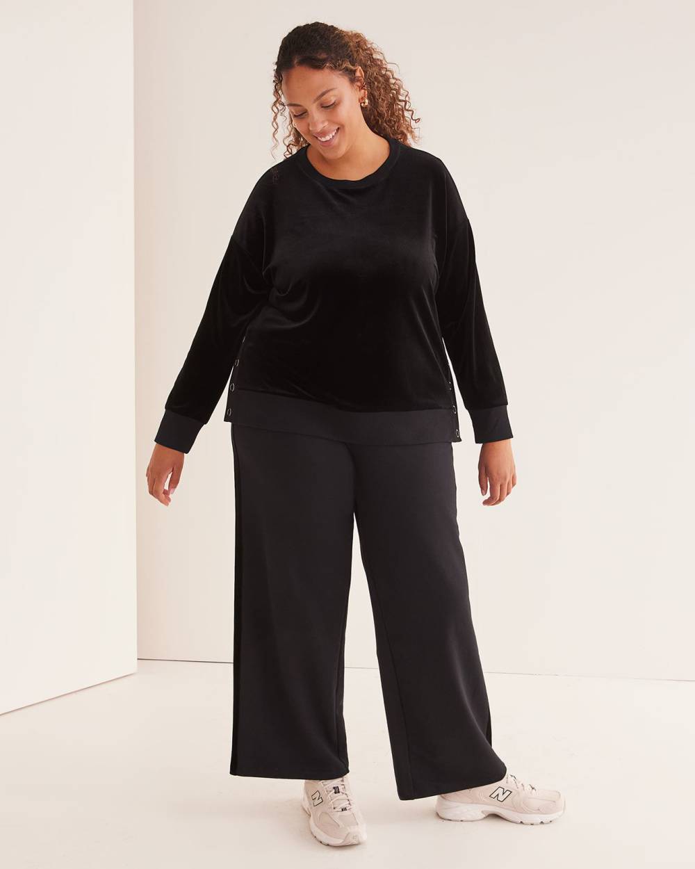 Velvet and French Terry Wide-Leg Pant - Active Zone