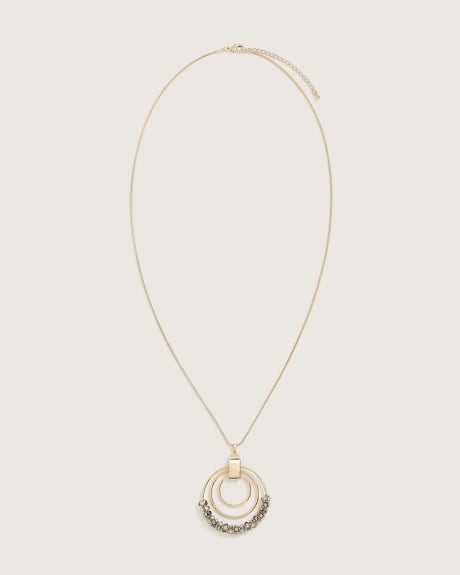 Long Snake Chain Necklace With Multi Circle Pendant