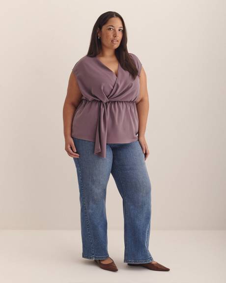 Blouse nouée à petites manches et col en V - Addition Elle