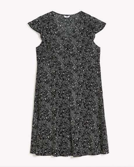 Responsible, Printed Shirt Dress with Cap Sleeves