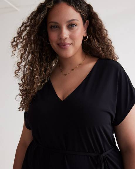 Knit Dress V-Shaped Front and Back Neckline