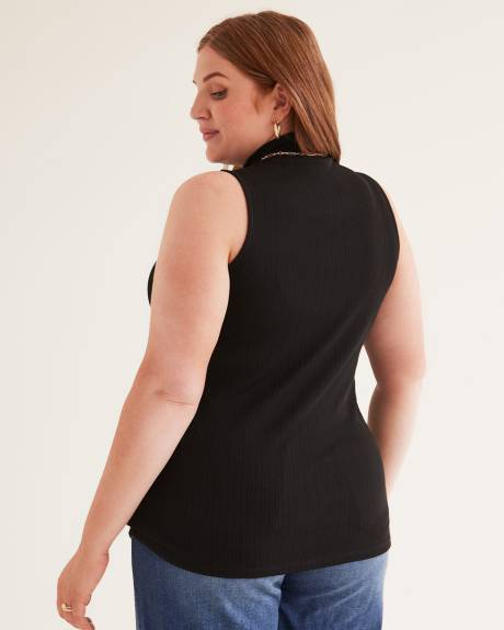 Sleeveless Mock Neck Knit Top