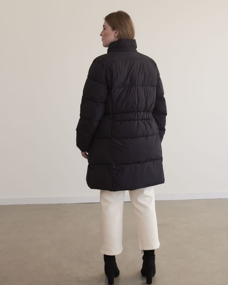 Manteau en duvet matelassé avec capuche détachable, tissu responsable