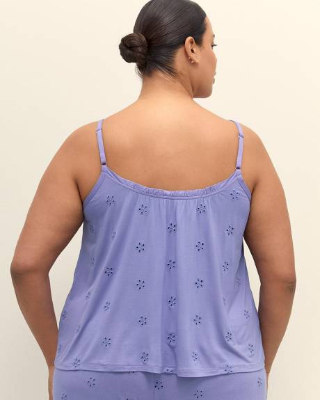 Camisole de pyjama évasée en tricot brodé lavande - ti Voglio