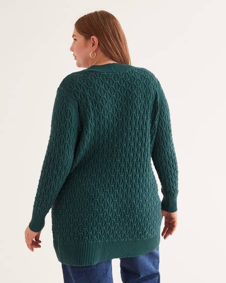 Cardigan boutonné avec mailles de fantaisie