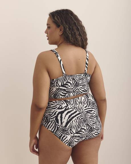 Zebra-Print Plunge Longline Bikini Top