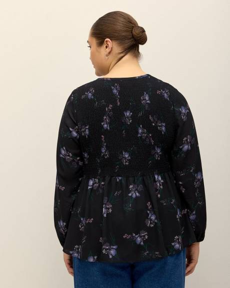 Responsible, Long-Sleeve Blouse with Smocking - Addition Elle