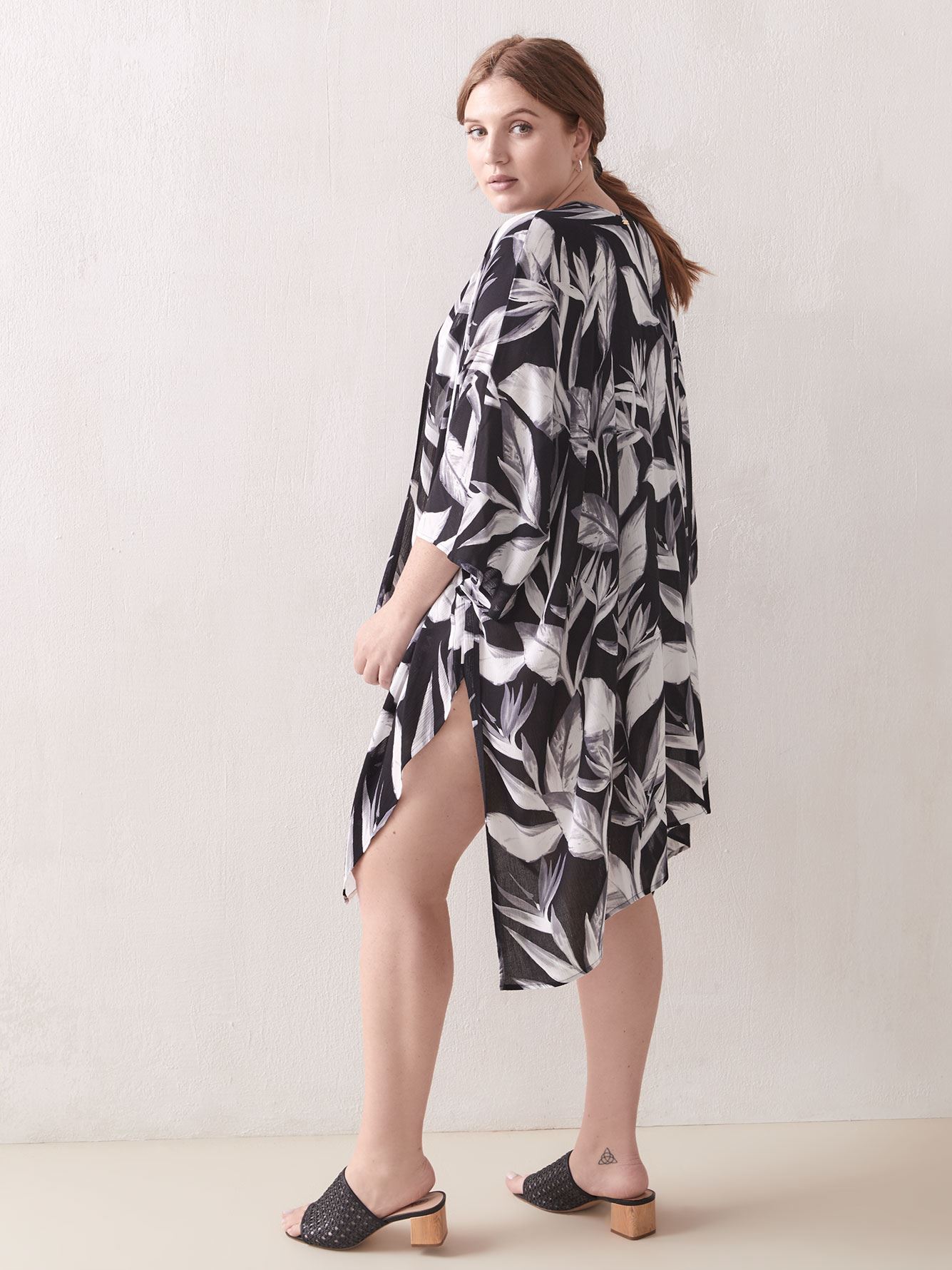 black and white swim cover up