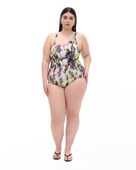 Abstract-Print Asymmetrical One-Piece Swimsuit - Addition Elle