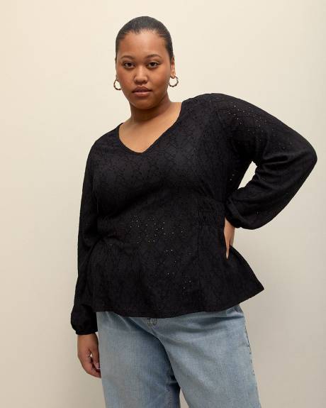 V-Neck Trop with Smocking at Waist