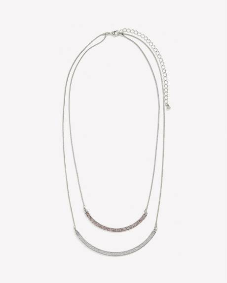 Two-Layer Short Necklace with Pink and Silver Paper Glitter