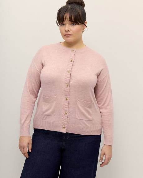 Responsible, Buttoned-Down Crewneck Cardigan - Addition Elle