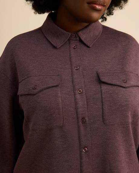 Buttoned-Down Stretch Knit Shirt