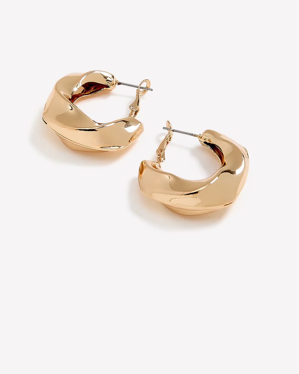 Golden Chunky Uneven Hoop Earrings