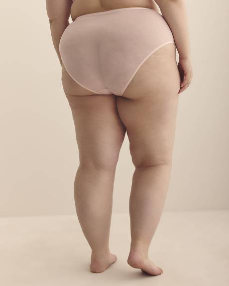 Culotte échancrée rose en microfibre avec dentelle et maille - Déesse Collection