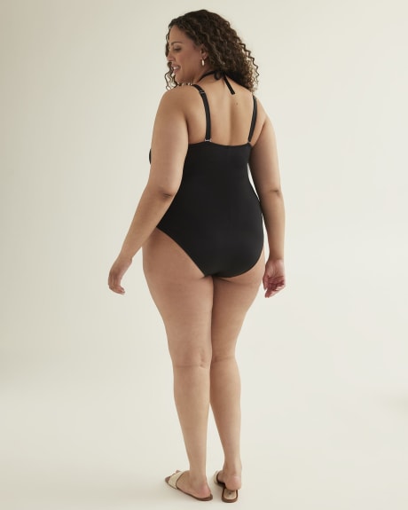 Black Lace-Up One-Piece Swimsuit