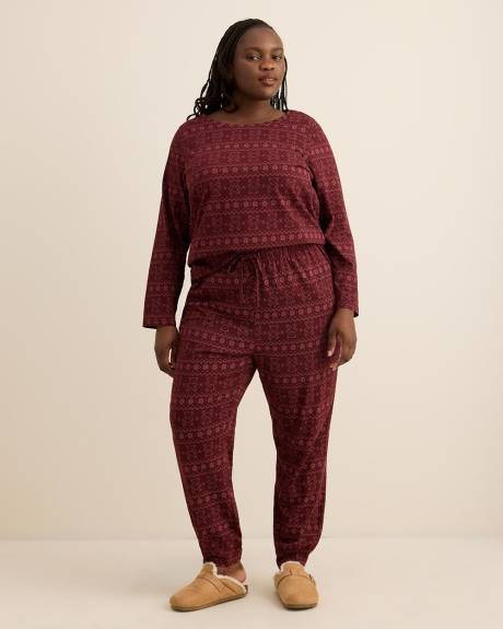 Bear Fair Isle Print Knit Long-Sleeve Tee and Jogger Pant Pyjama Set - ti Voglio Bear Fair Isle Print Knit Long-Sleeve Tee and Jogger Pant Pyjama Set - ti Voglio