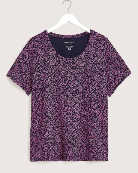 T-shirt imprimé à manches courtes et encolure ronde, coupe silhouette