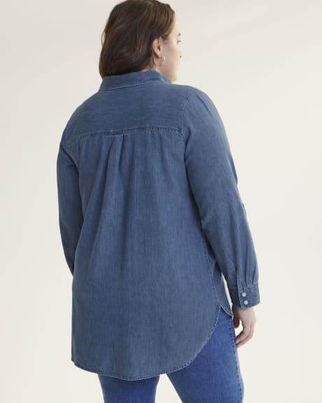 Chemise tunique en denim avec poche à la poitrine