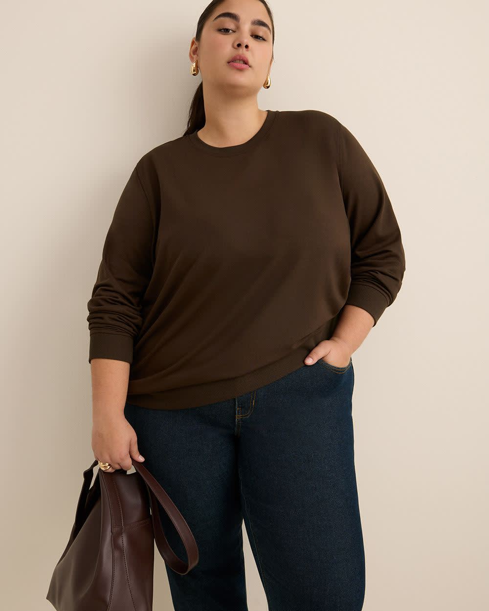 Boyfriend-Fit Crewneck Sweatshirt - PENN. Essentials Boyfriend-Fit Crewneck Sweatshirt - PENN. Essentials
