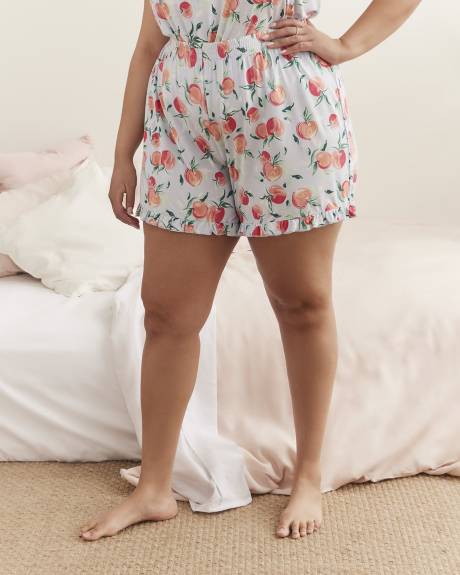 Short boxer à motif de fruits avec ourlet à franges, tissu responsable - ti VOGLIO