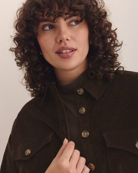 Corduroy Buttoned Down Shirt with Patch Pockets