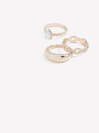 Assorted Rose Gold Fancy Rings, Set of 3