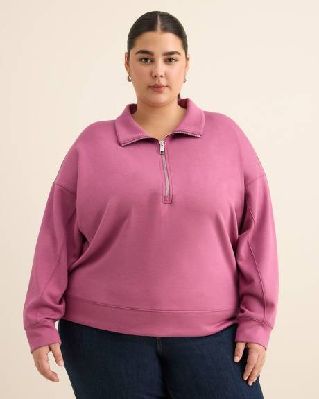 Long-Sleeve Zippered Mock-Neck Top