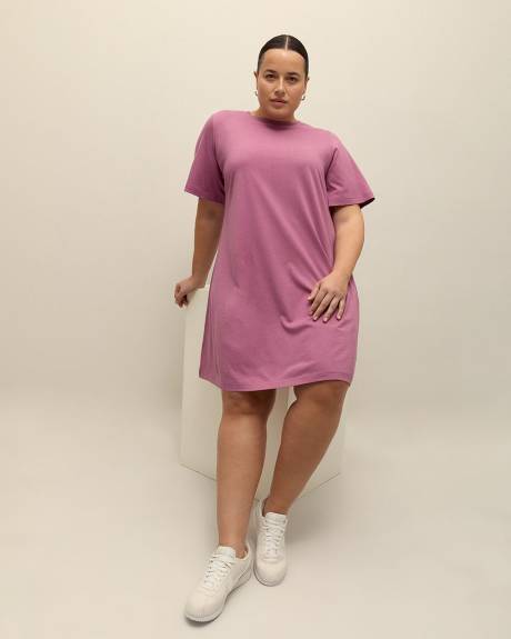 Responsible, Crewneck Swing Dress with Short Flutter Sleeves