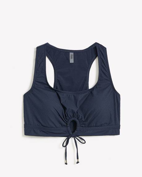 Dark Longline Ribbed Bikini Top