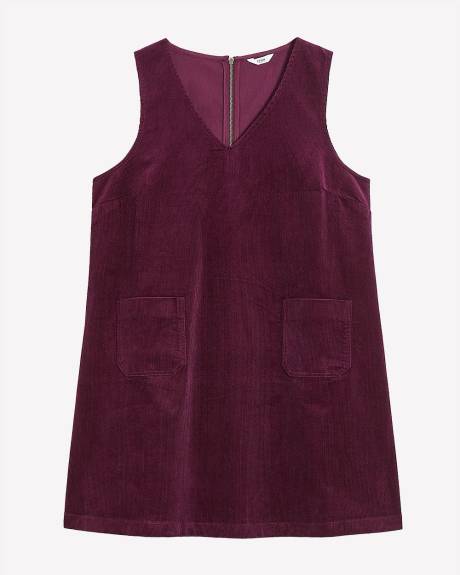 Purple Sleeveless Corduroy Dress