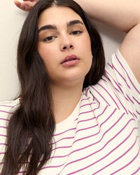 Striped Curvy-Fit Rib Tee - PENN. Essentials
