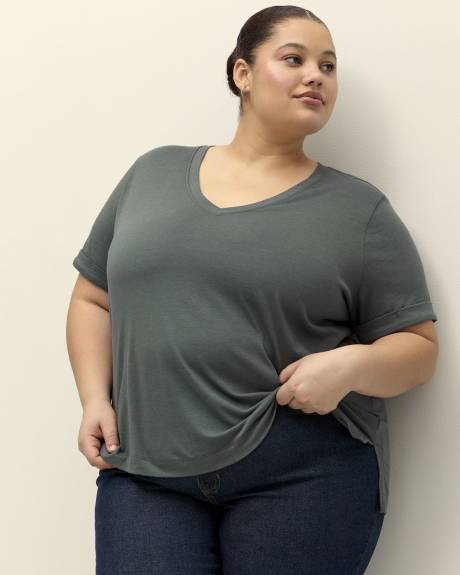 T-shirt coupe boyfriend avec fentes, tissu responsable - Essentiels PENN.