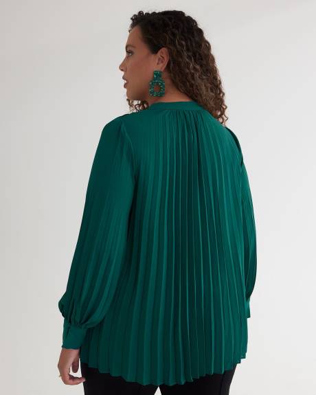 Blouse boutonnée au fini soyeux plissé, tissu responsable
