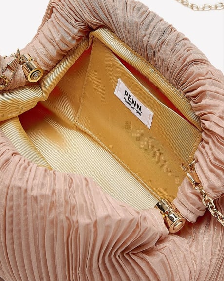 Blush Pleated Handbag with Golden Chain