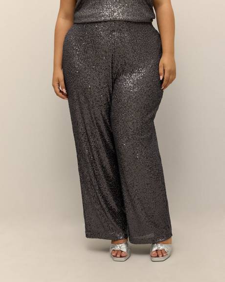 Straight-Leg Sequins Knit Pant - Addition Elle