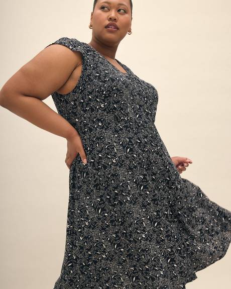 Responsible, Printed Shirt Dress with Cap Sleeves