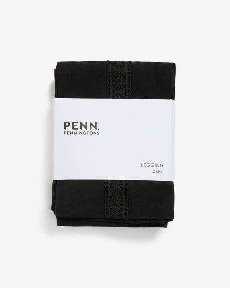 Black Capri Legging with Side Crochet Band - PENN. Essentials