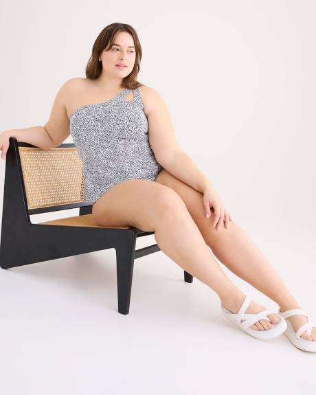 Cheetah Asymmetrical Fitted Tankini Top