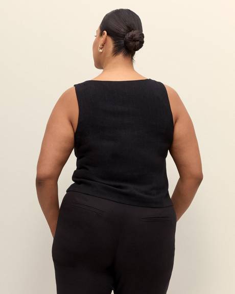 Veste sans manches ajustée à encolure carrée
