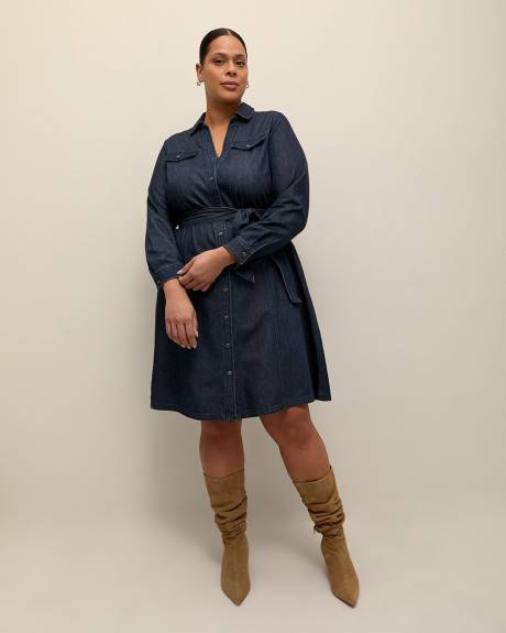 Denim Buttoned-Down Utility Dress