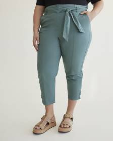 Cropped Straight-Leg Pant with Sash