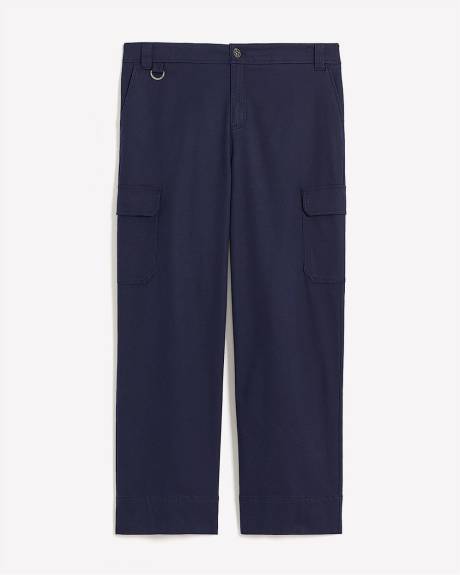Blue Wide-Leg Casual Cargo Pant