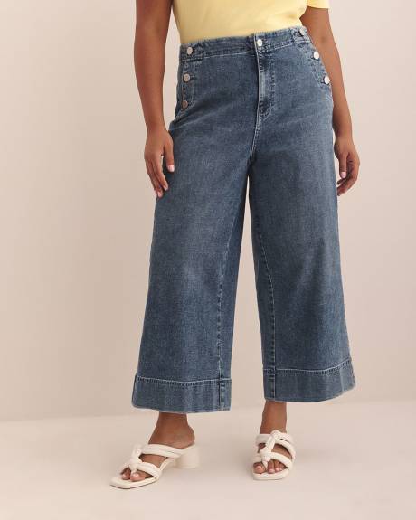 High-Waisted Ultra Wide-Leg Cropped Sailor Jeans - Addition Elle