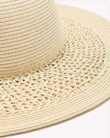 Wide Rim Textured Straw Hat