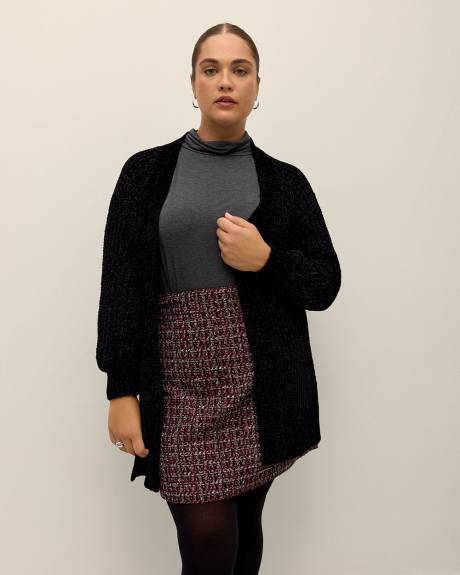 Cardigan tunique ouvert en chenille