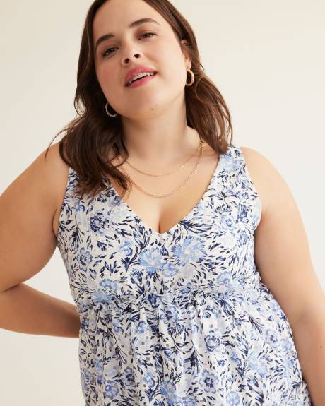 Floral Fit-and-Flare Eyelet Tiered Dress