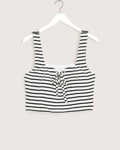 Lace-Up Longline Square Bikini Top