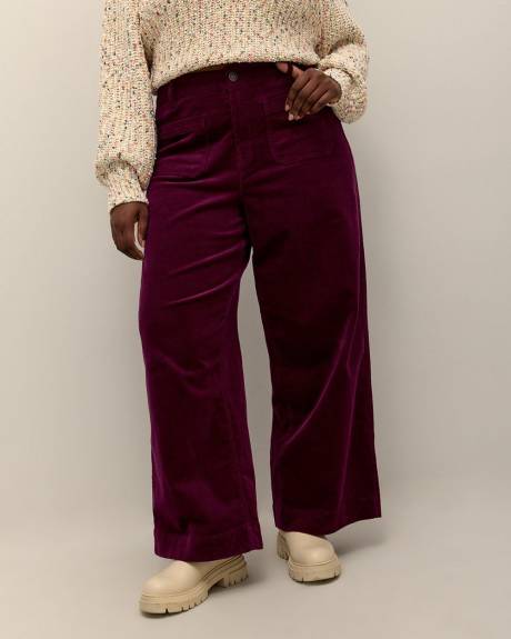 Curvy-Fit Wide-Leg Corduroy Pant
